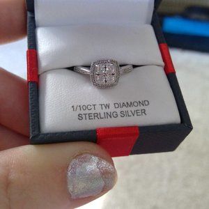 1/10 tcw genuine diamond engagment or dinner ring SS metal